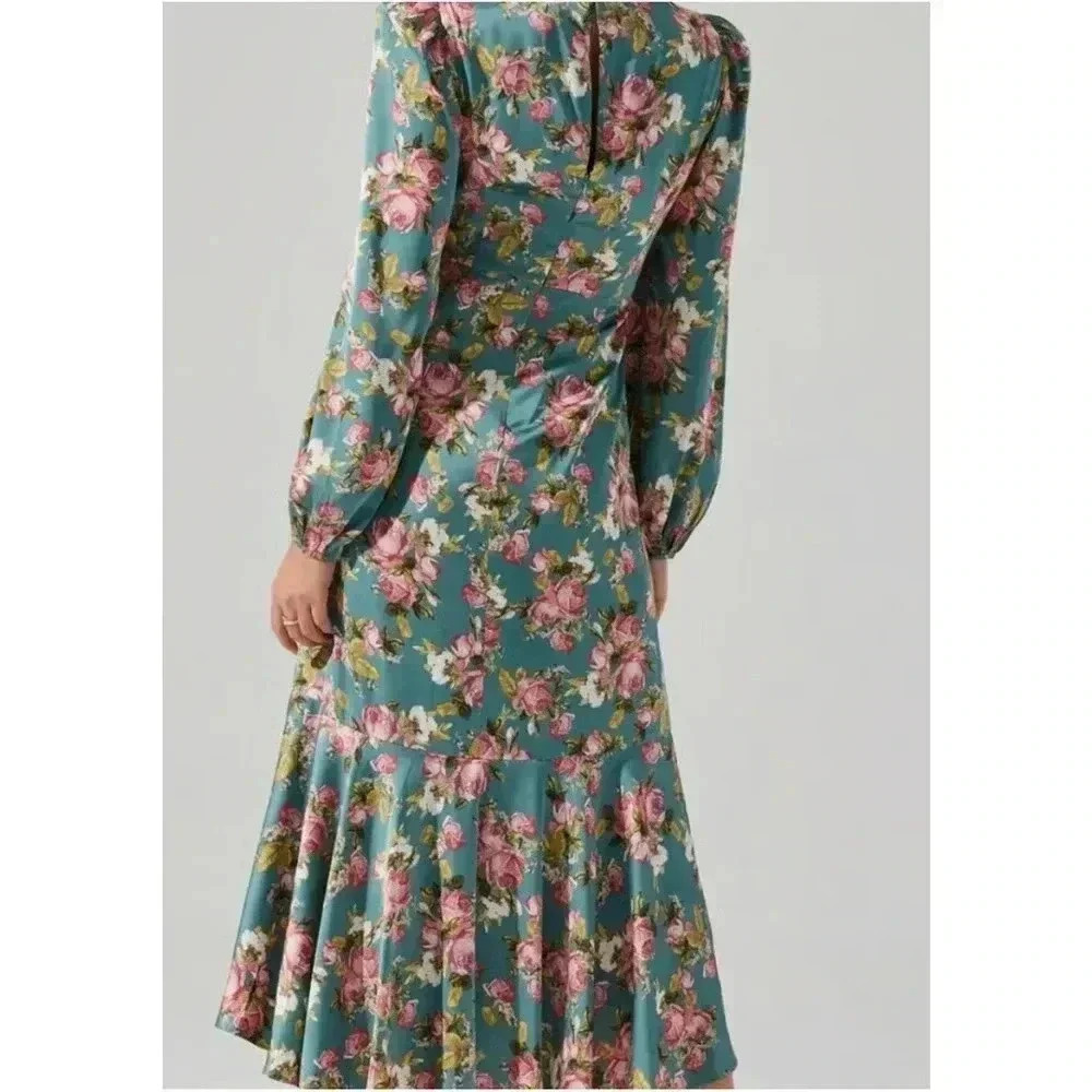 ASTR LONG SLEEVE FLORAL MAXI DRESS SIZE MEDIUM BOHO, HOLIDAY WEDDING GUEST - Picture 12 of 16
